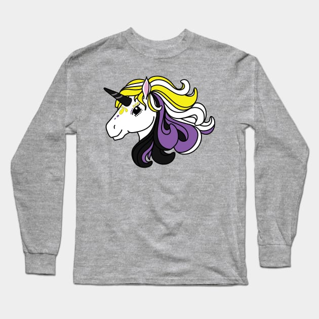 Rainbow Unicorn, Non-Binary Pride Long Sleeve T-Shirt by FairyNerdy